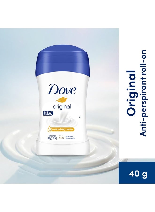 دوف مزيل عرق دوف الأصلي للنساء بتركيبة ستيك مضادة للتعرق | حماية من الروائح لمدة 48 ساعة | ربع كريم مرطب لمنطقة الإبط الناعمة | 40 غرام - Image 2